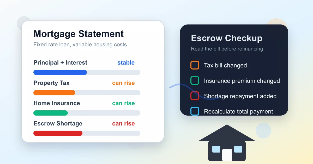 Escrow Shortage 让月供多 $275:固定利率房贷的 2026 隐藏账单